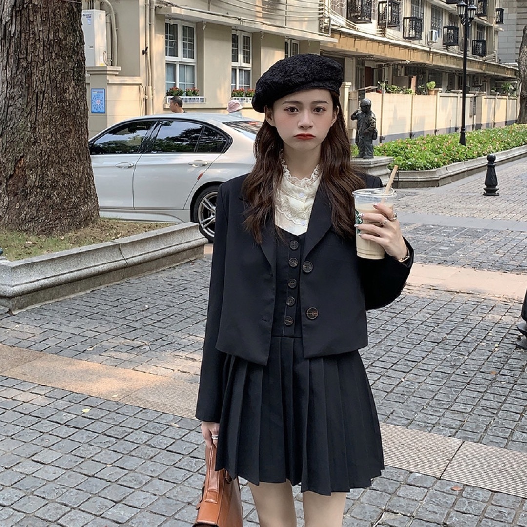 ジャケット&スカート セットアップ 制服 コスプレ フォーマル 黒