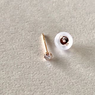 ダイヤモンドピアス  片耳 K18PGピアス 0.05ct K18ダイヤモンド(ピアス(片耳用))