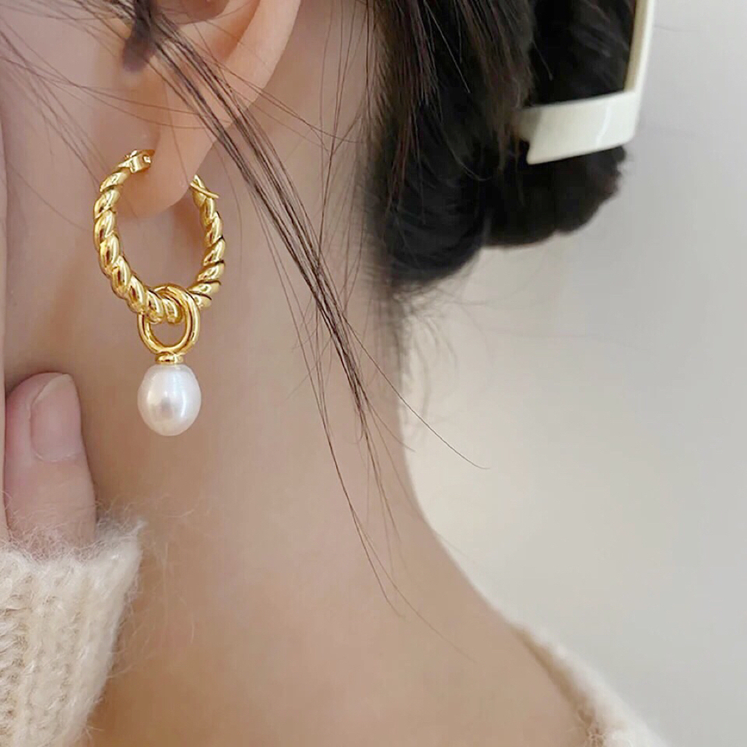 DEUXIEME CLASSE(ドゥーズィエムクラス)の【新品】hoop pearl pierce / gold or silver レディースのアクセサリー(ピアス)の商品写真