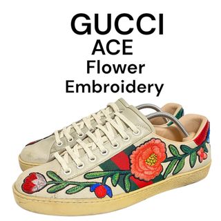 グッチ(Gucci)の【廃盤】GUCCI シェリーライン 花 刺繍 スニーカー メンズ 白 エース (スニーカー)