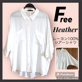 ヘザー(heather)のHeather  ヘザー　シアーシャツ　フリー　7部袖　レーヨン100% (シャツ/ブラウス(長袖/七分))