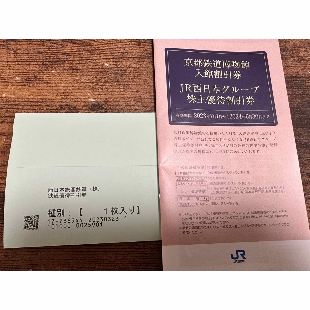 JR(ジェイアール)のJR西日本 株主優待鉄道割券 チケットの乗車券/交通券(鉄道乗車券)の商品写真