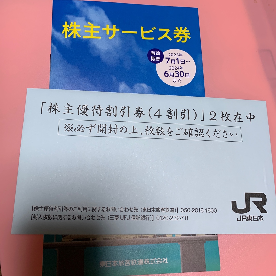 JR東日本　株主優待割引券（4割引）2枚と株主サービス券