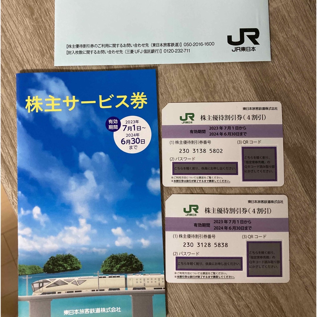 JR東日本 株主優待割引券(4割引) 2枚 株主サービス券冊子一冊 チケットの優待券/割引券(その他)の商品写真