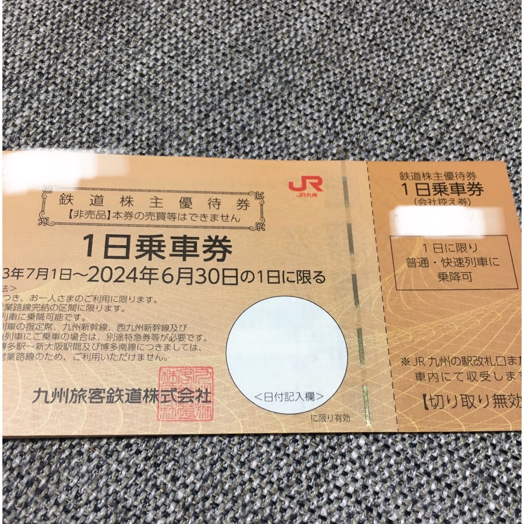 jr九州株主優待 1日乗車券 4枚