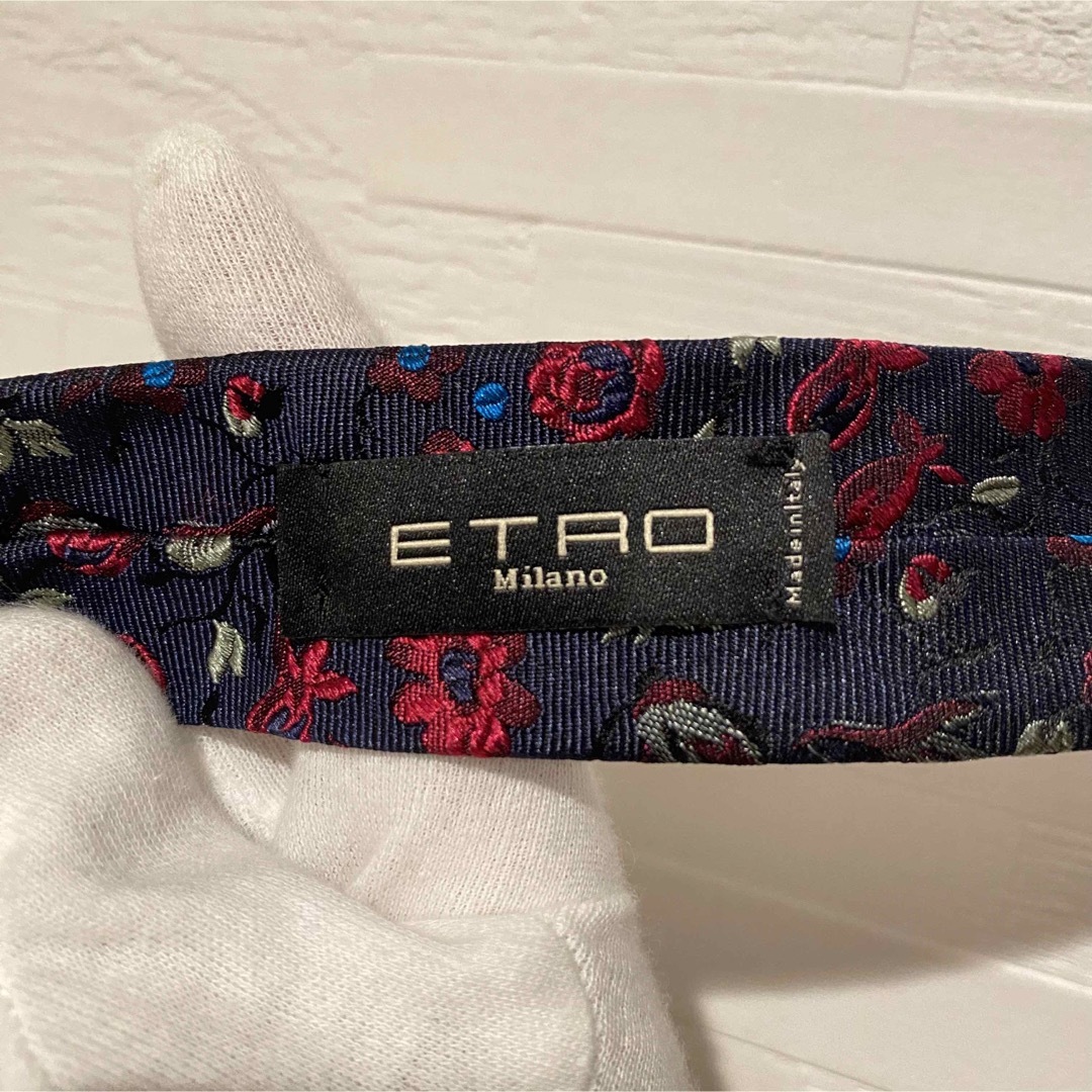 美品 エトロ ETRO フローラルパターン 花柄 刺繍 ネクタイ 1