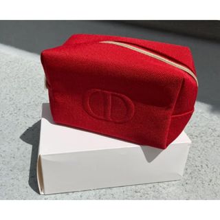 クリスチャンディオール(Christian Dior)の新品　ディオール　正規ノベルティ ポーチ  本物　レッド　キャンバス　(ポーチ)