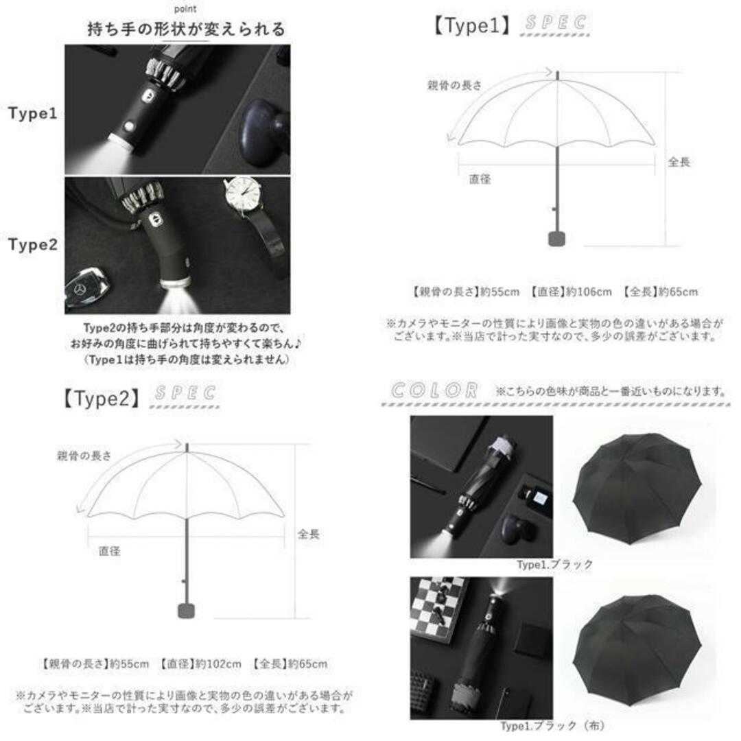 【並行輸入】LEDライト付 自動開閉 折りたたみ傘 yaledfumb8427 レディースのファッション小物(傘)の商品写真