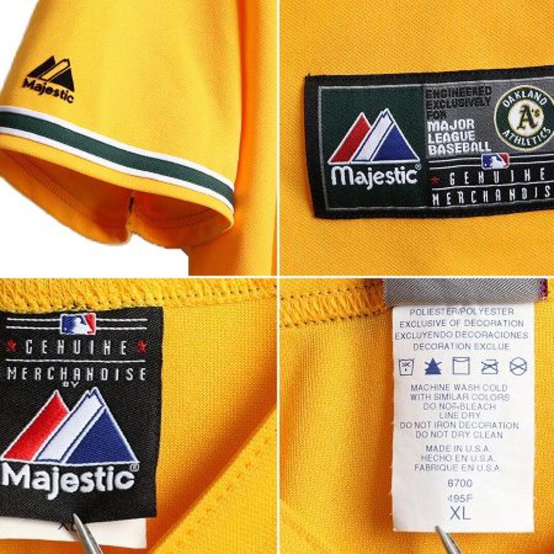 USA製 MLB Majestic アスレチックス ベースボール シャツ XL 3