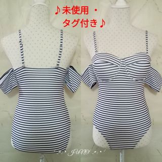 アナップ(ANAP)のオフショルボーダーワンピース♡ANAP アナップ Anap anap タグ付き(水着)