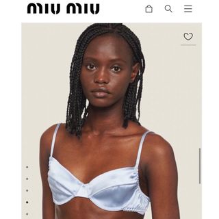 ミュウミュウ(miumiu)のmiu miu サテンブラ / Blue ブルー　直営店購入 正規品(ベアトップ/チューブトップ)