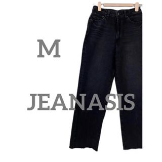 ジーナシス(JEANASIS)の美品【ジーナシス】ブラックデニム黒　ストレート　ジーンズ　Mサイズ　切りっぱなし(デニム/ジーンズ)