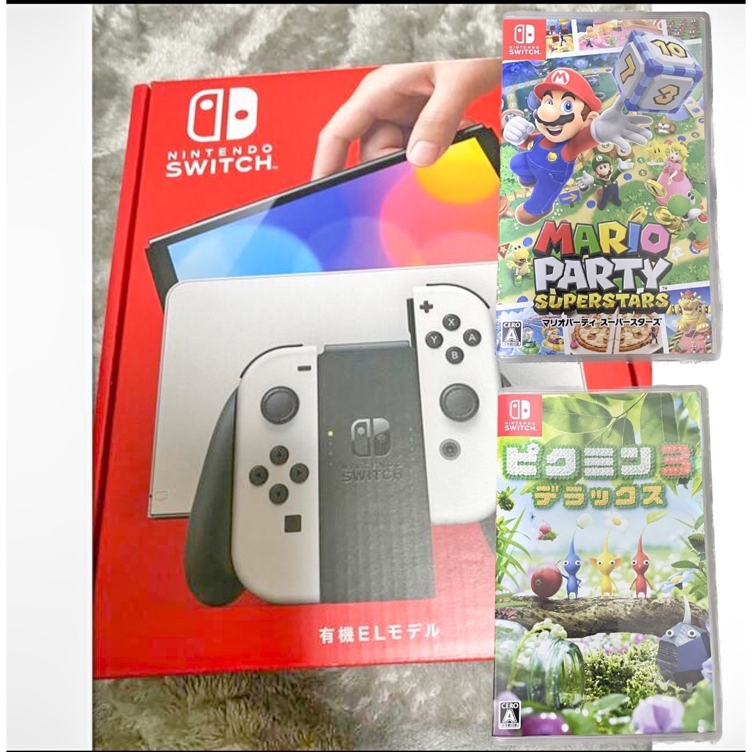 NintendoSwitch 本体 有機ELマリオ&ピクミン&ケースセット www