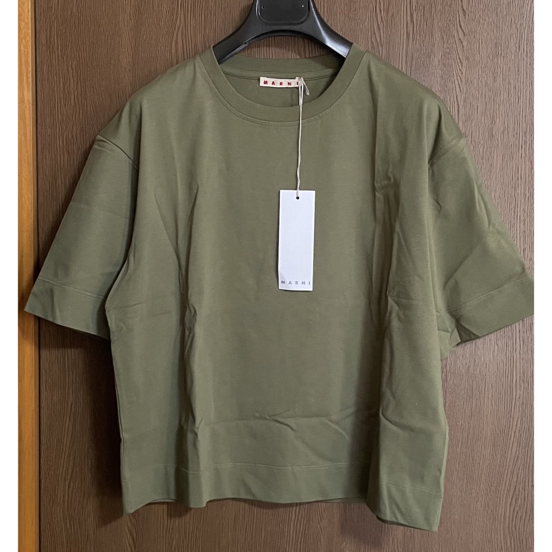 38新品 MARNI マルニ レディース コットンジャージー Tシャツ カーキレディース