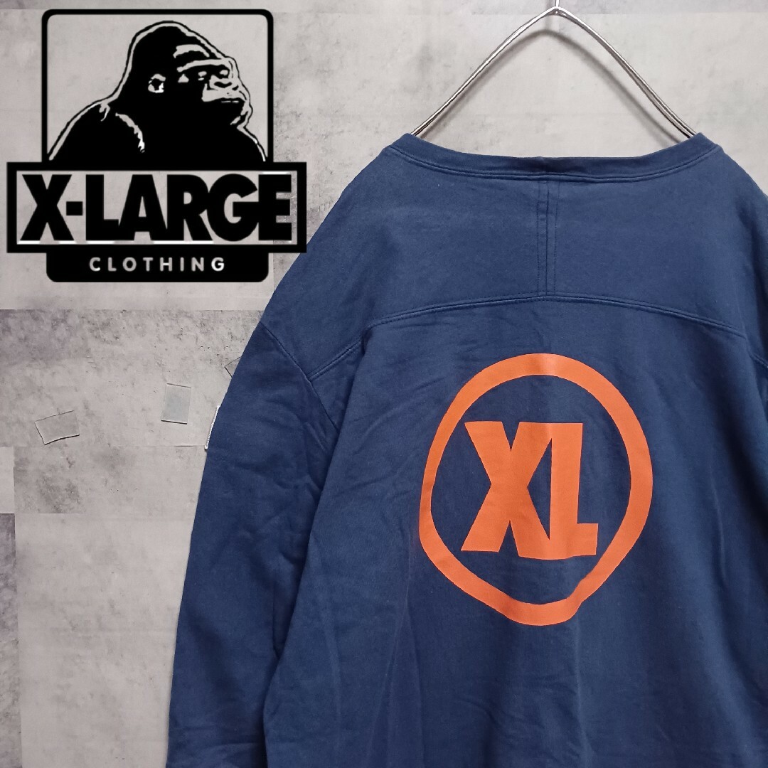 XLARGE エクストララージ USA製 メンズ5分袖Tシャツ ネイビー L