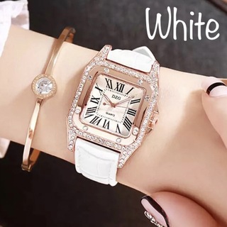 新品 レディース腕時計  ローマ数字　四角い　スワロフスキー　キラキラ［ホワイト(腕時計)