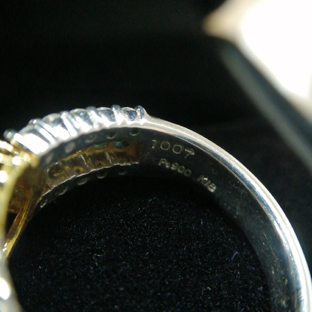 pt900 K18 パパラチア　サファイア　ダイヤモンド　リング　鑑別書　11号 レディースのアクセサリー(リング(指輪))の商品写真