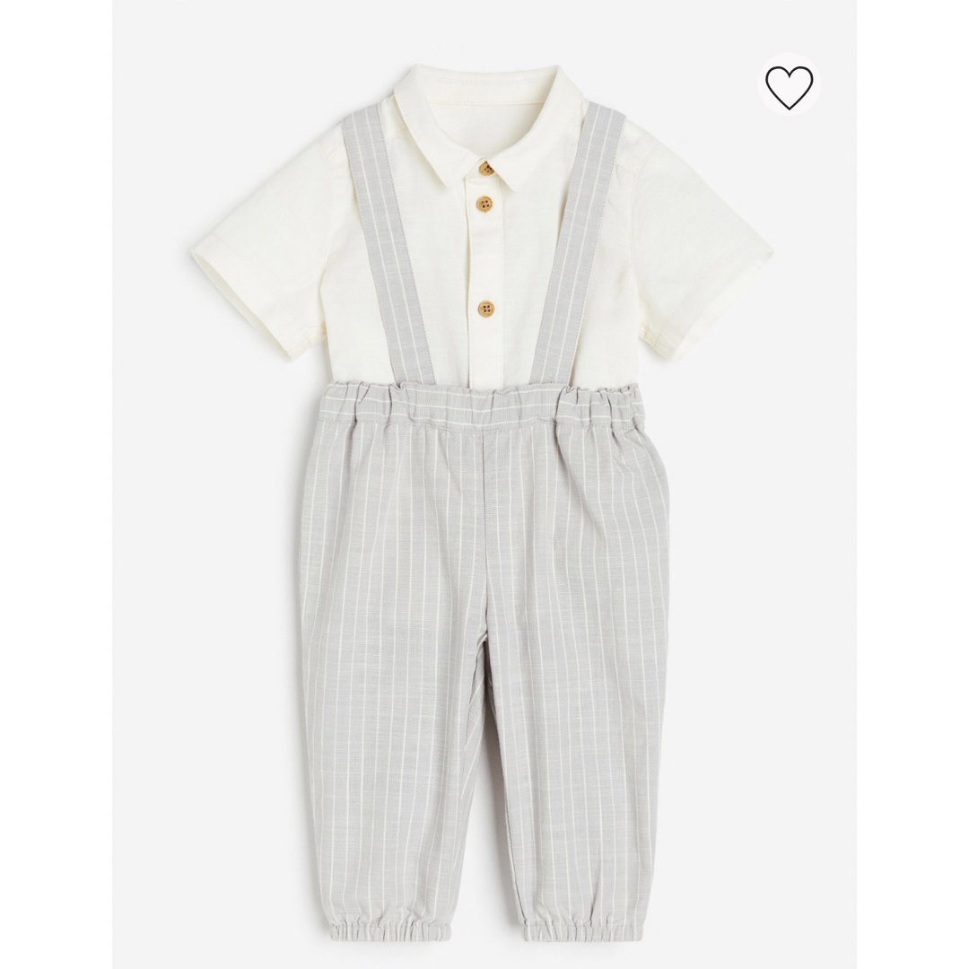 H&M(エイチアンドエム)のコットン2アイテムセット　サロペット キッズ/ベビー/マタニティのキッズ服男の子用(90cm~)(パンツ/スパッツ)の商品写真