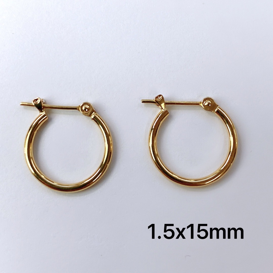 K18 フープピアス　ゴールド　リングピアス　1.5x15mm ペア　新品