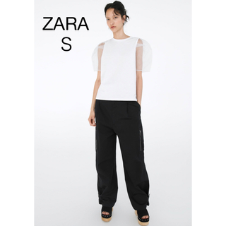 ザラ(ZARA)のZARA ボリューム オーガンザトップス(Tシャツ(半袖/袖なし))