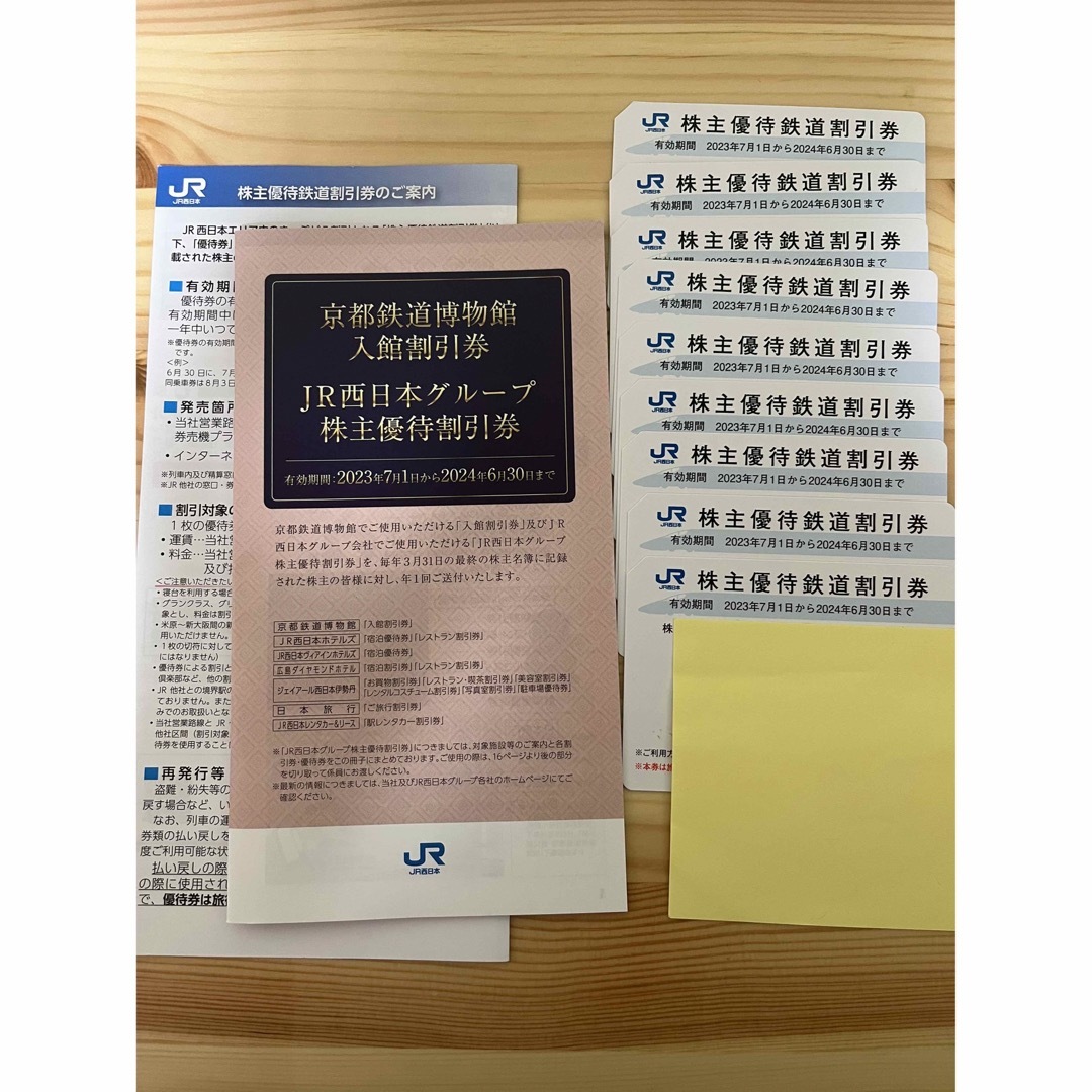 JR西日本 株主優待鉄道割引券9枚