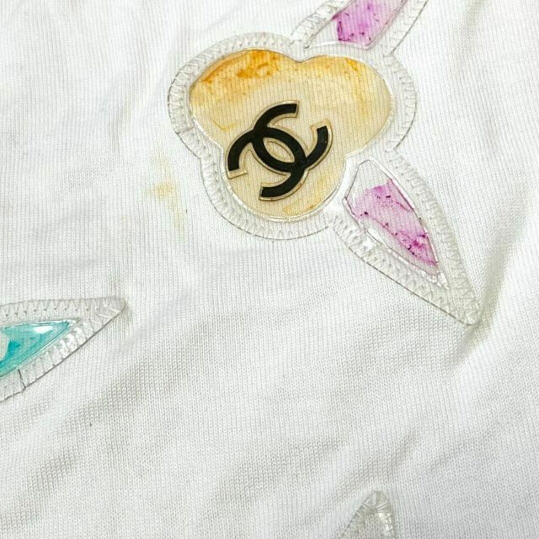 CHANEL(シャネル)のCHANEL シャネル　袖なし　シャツ　ホワイト　ノースリーブ　ブラウス　半袖 レディースのトップス(Tシャツ(半袖/袖なし))の商品写真