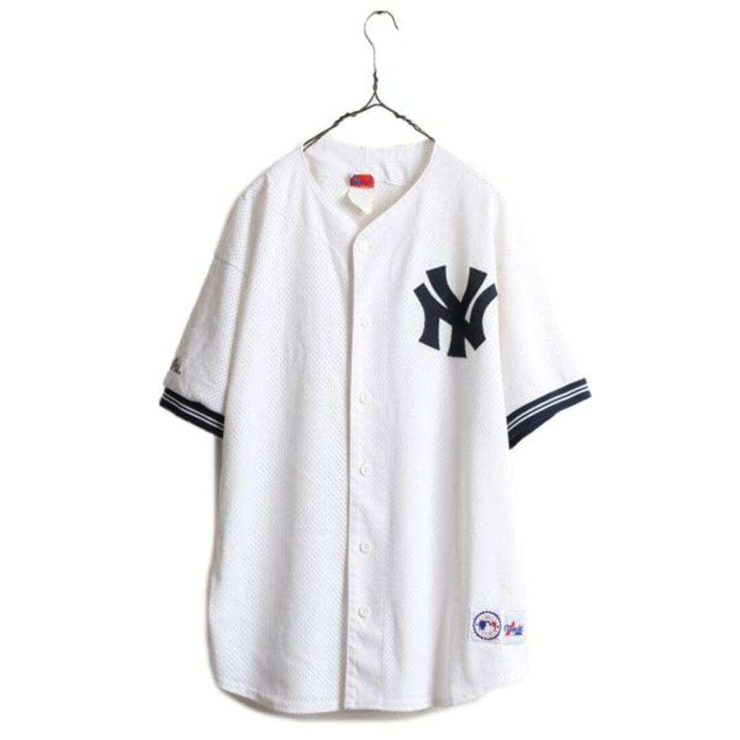 USA製 MLB Majestic ヤンキース ベースボールシャツ XL 野球