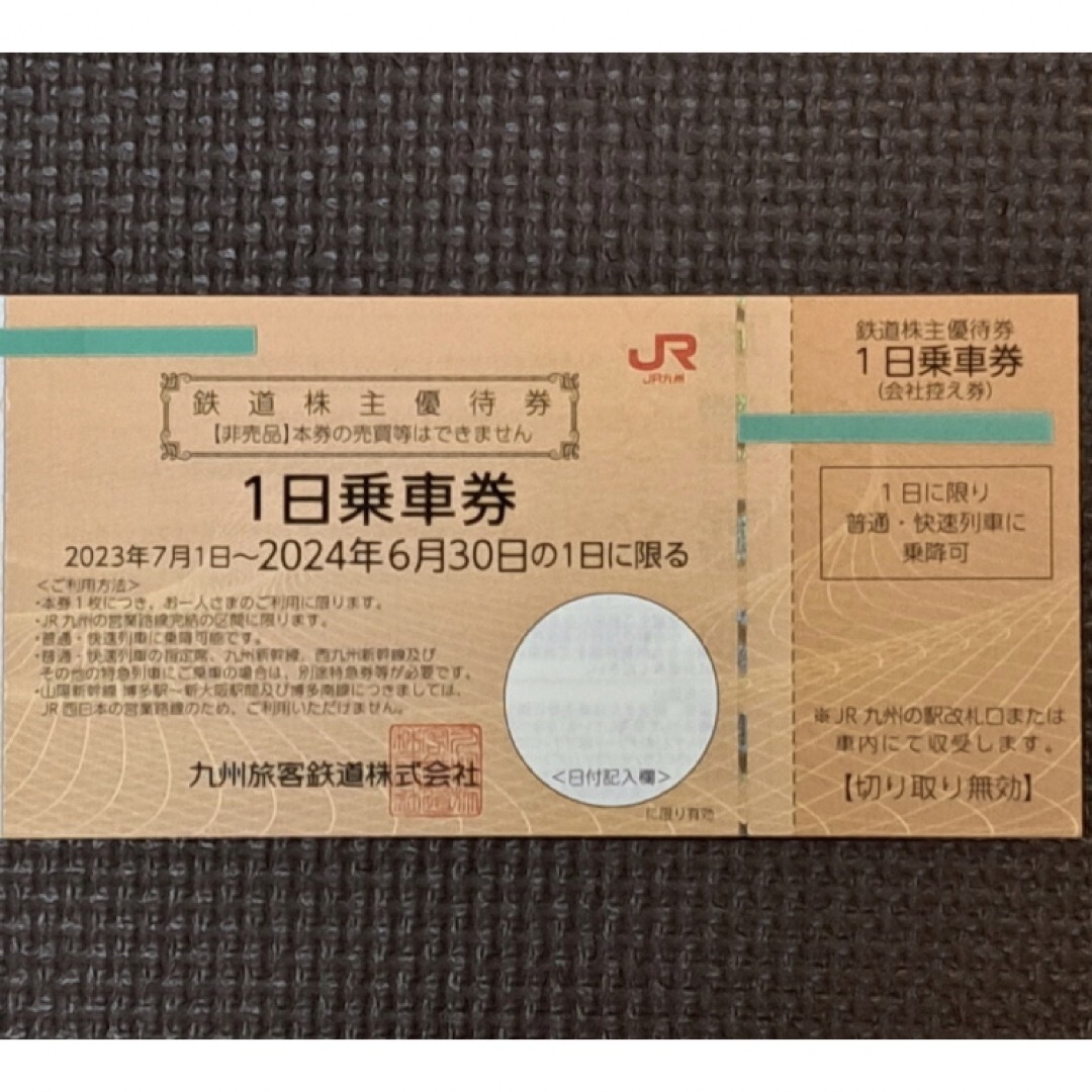 JR九州株主優待  1日乗車券 6枚