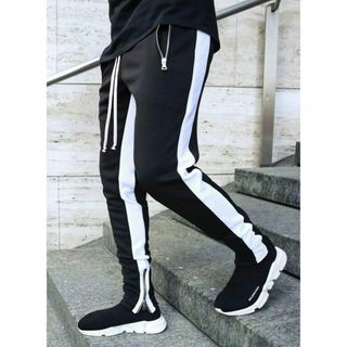 ☆大人気☆黒 ジョガーパンツ スキニースウェット ブラック サイド