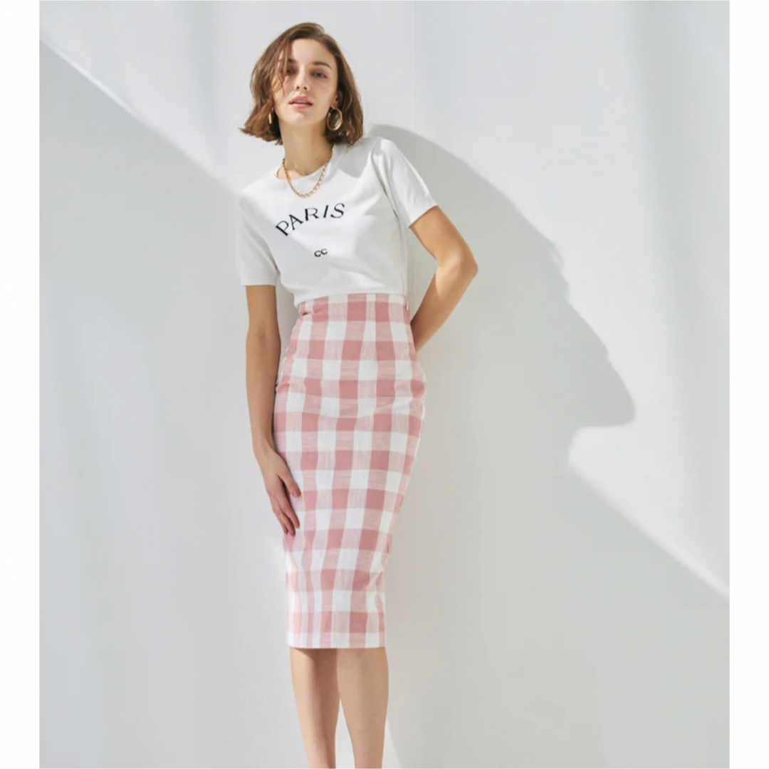 cocotte paris ココットパリ☆ギンガムチェックタイトスカート　ピンク レディースのスカート(ロングスカート)の商品写真