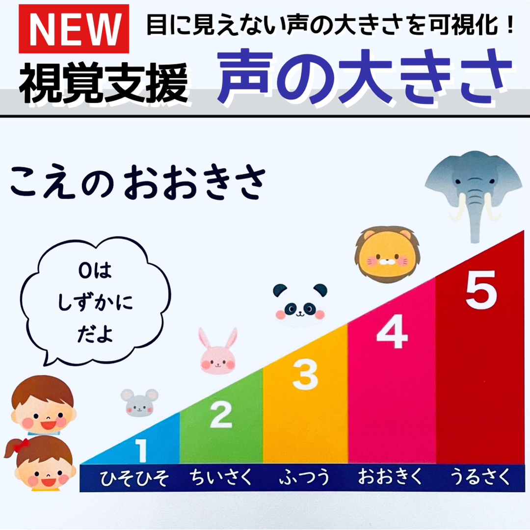 声の大きさ表　声のものさし　視覚支援　発達支援　療育　絵カード　発達障害　知育 | フリマアプリ ラクマ