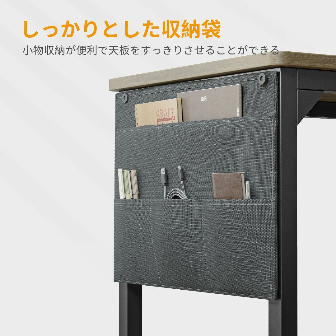 【色: ナチュラル】CubiCubi デスク 収納袋付き ラック付き 勉強机 一