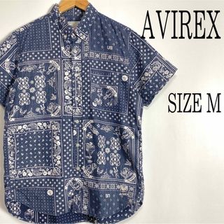 アヴィレックス(AVIREX)のAVIREX アヴィレックス 半袖 総柄シャツ ネイビー系 M(シャツ)