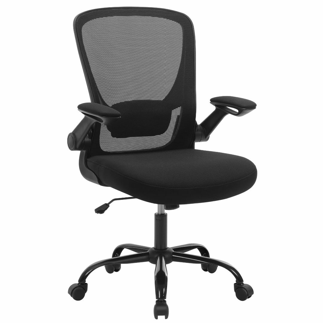 【色: ブラック】SONGMICS オフィスチェア 椅子  デスクチェア メッシ4654cm張り材