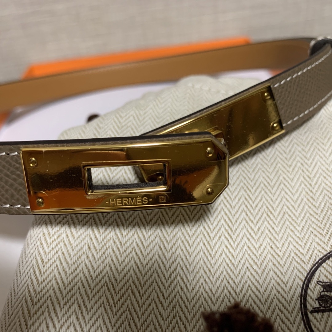 エルメス Hermes ケリーベルトB刻印エトゥープ×ゴールド金具