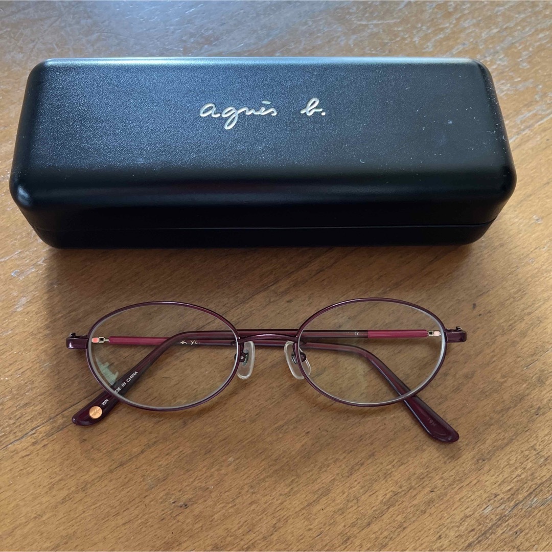 agnes b.(アニエスベー)のagnis b. 度入りメガネ 濃ピンク オーバル レディースのファッション小物(サングラス/メガネ)の商品写真
