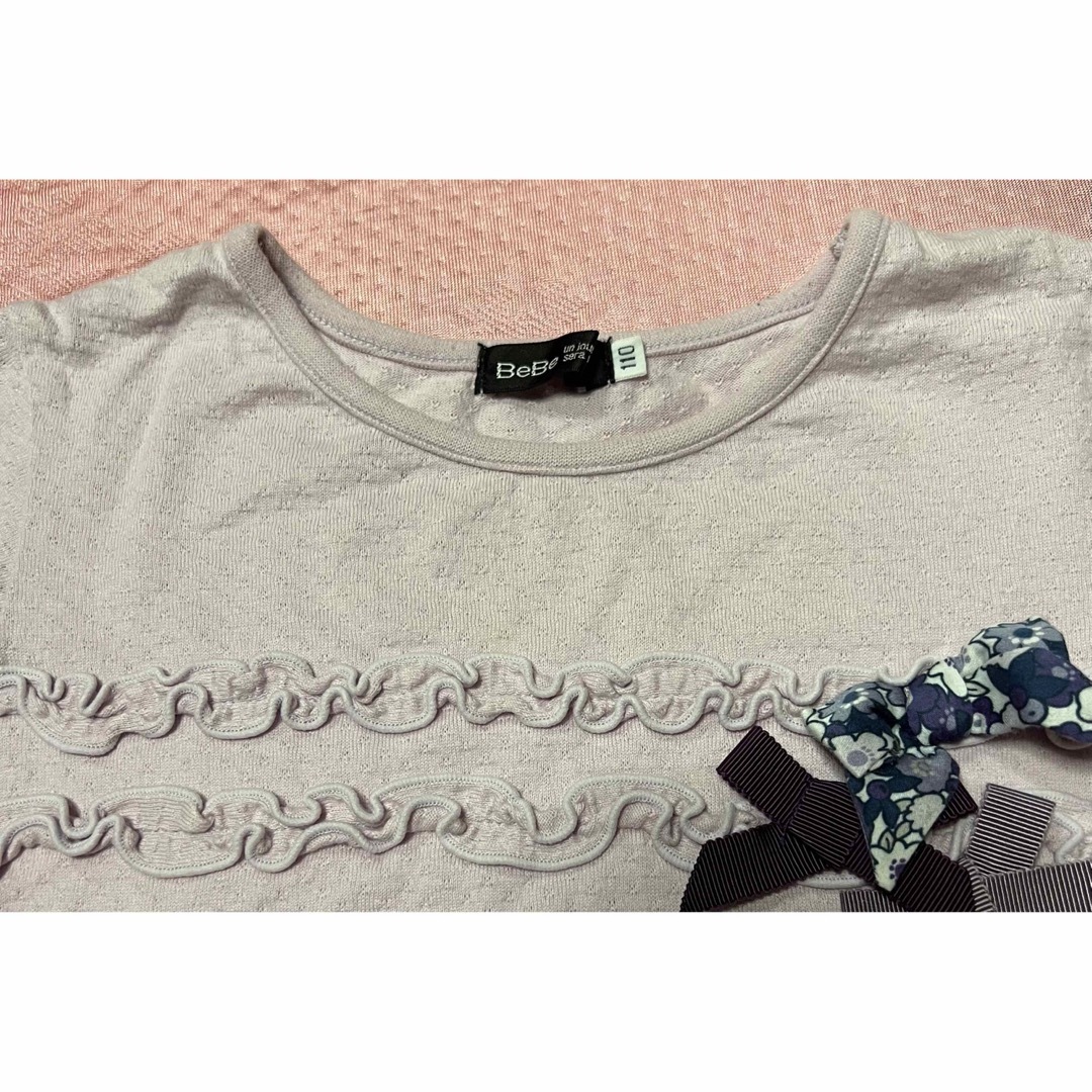 BeBe(ベベ)のBeBe リボン　Tシャツ　チュニック　110 キッズ/ベビー/マタニティのキッズ服女の子用(90cm~)(Tシャツ/カットソー)の商品写真