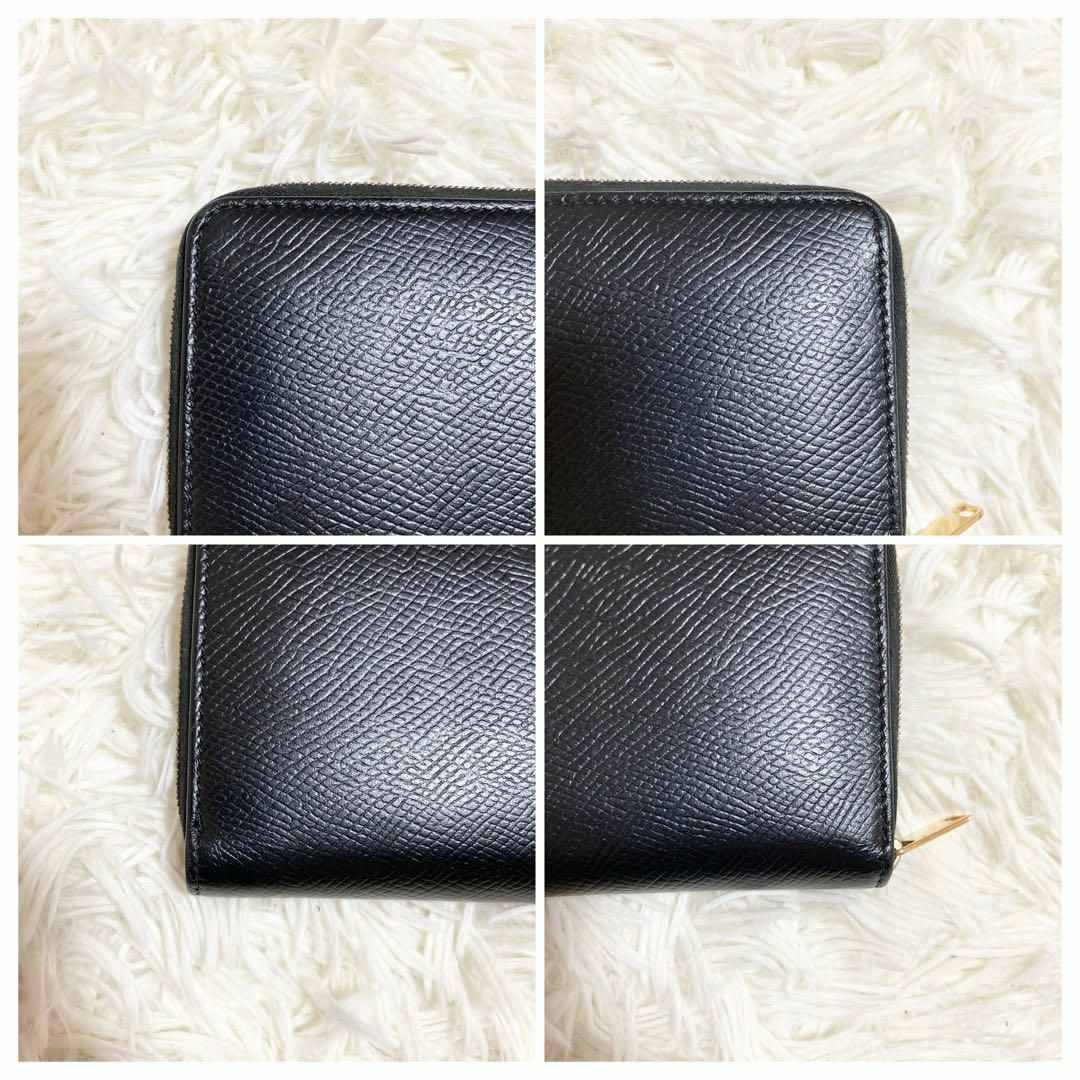 極美品 セリーヌ コンパクトジップドウォレット 現行ロゴ レザー 黒
