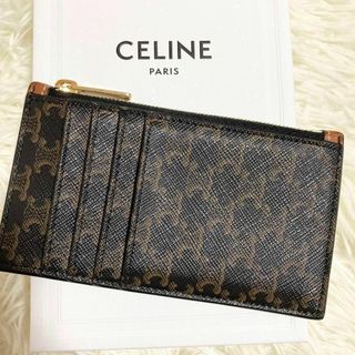 セリーヌ(celine)の極美品　セリーヌ　カードホルダー　フラグメントケース　トリオンフ　マカダム柄　黒(コインケース)