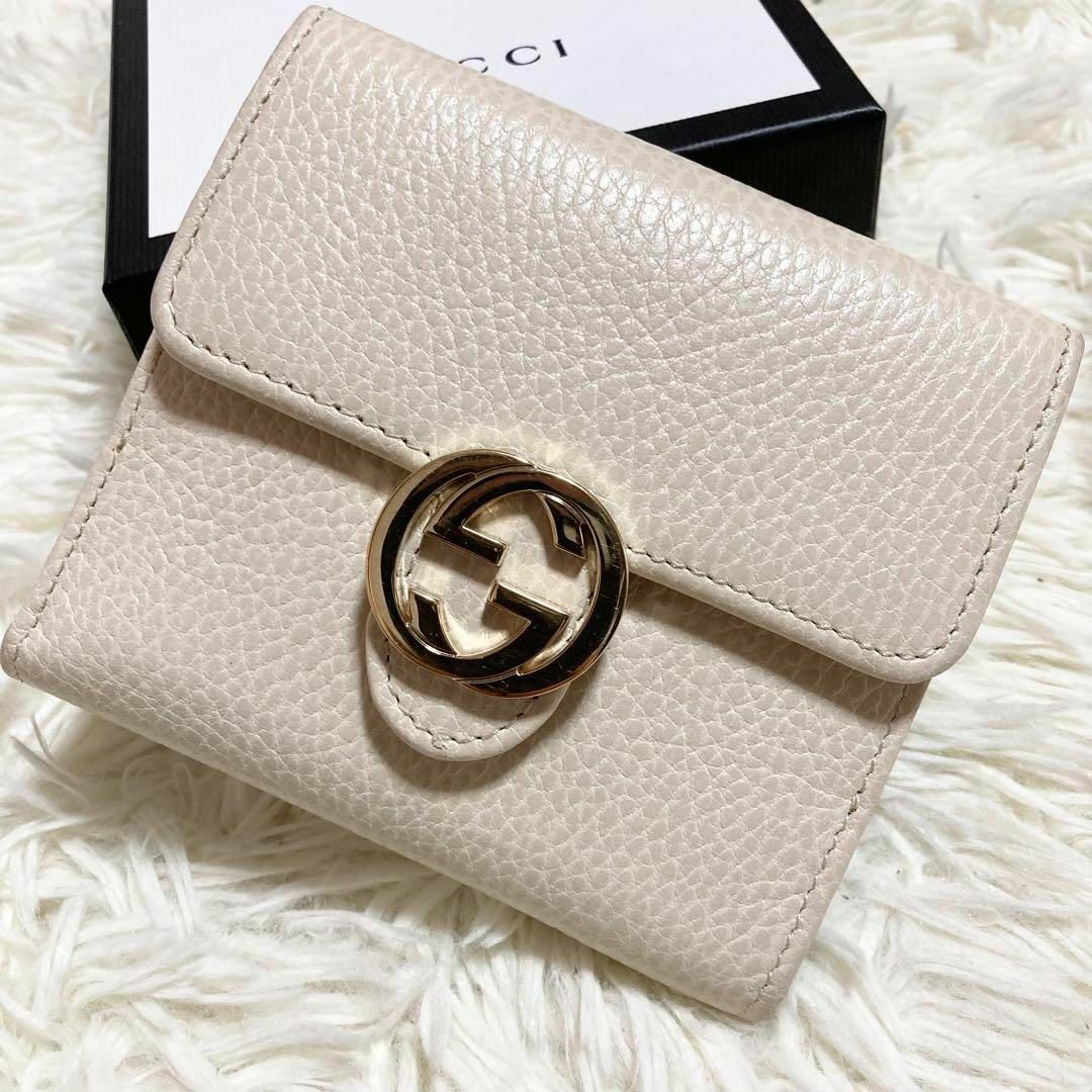 極美品 グッチ レザー インターロッキング 二つ折り財布 付属品