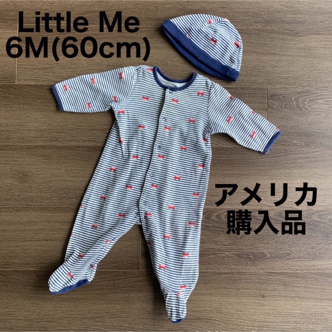 Little Me(リトルミー)の美品　Little Me ボーダーロンパース&帽子セット　6M 60cm キッズ/ベビー/マタニティのベビー服(~85cm)(ロンパース)の商品写真