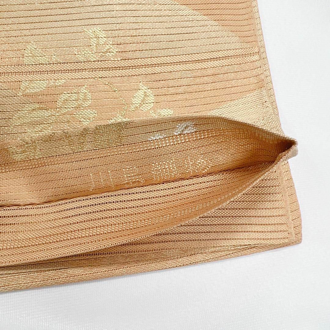 夏用　絽　川島織物　金糸　植物模様の袋帯　着物