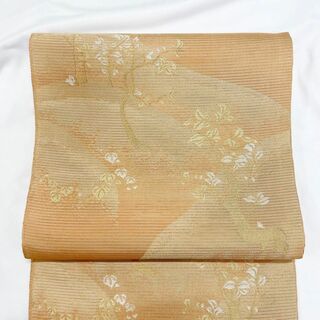 夏用　絽　川島織物　金糸　植物模様の袋帯　着物