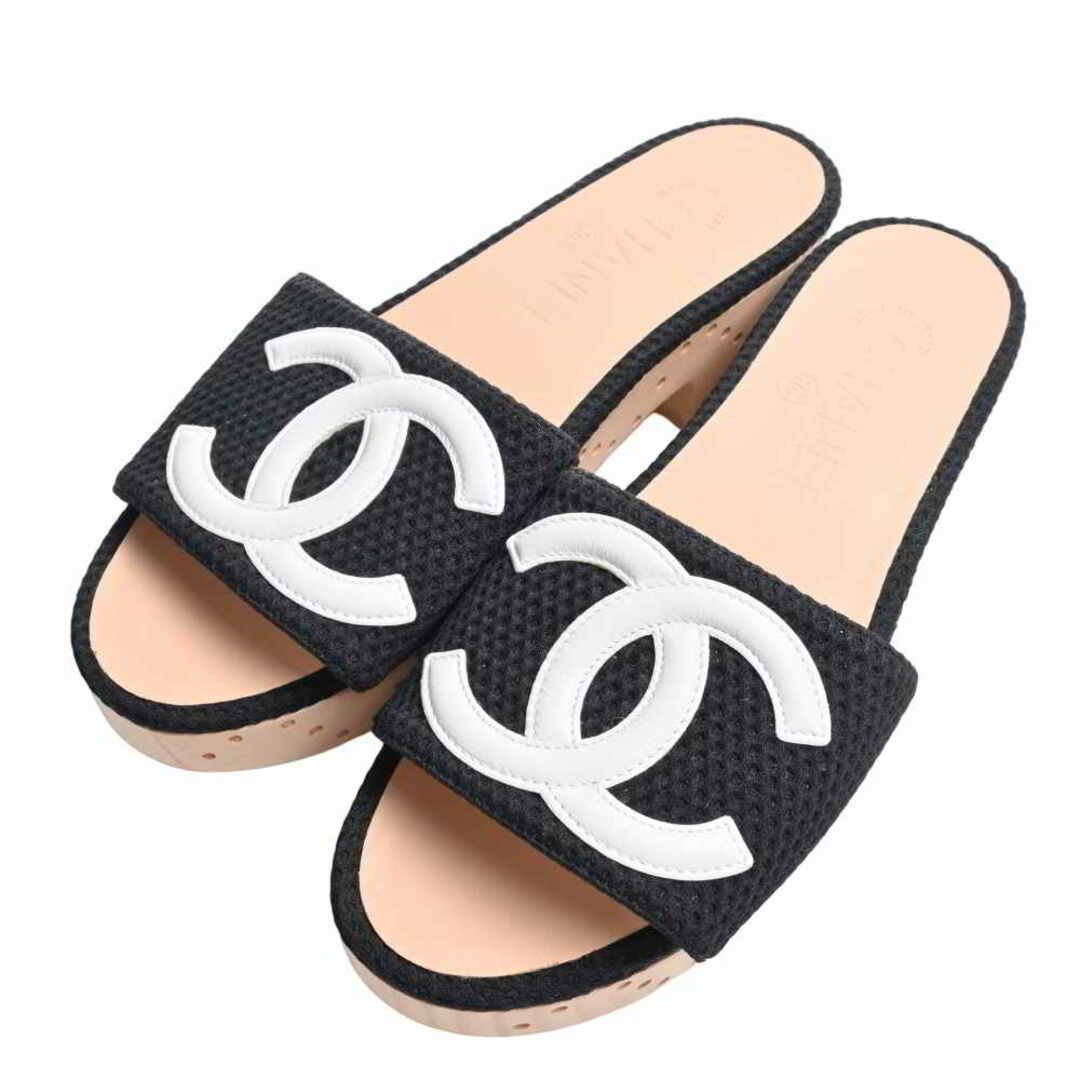 【中古】CHANEL シャネル ウッド ココマーク サンダル #35 - ブラック/ナチュラル by | フリマアプリ ラクマ