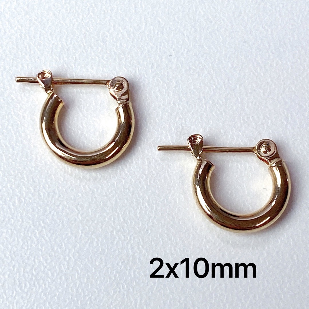 K18 フープピアス ゴールド リングピアス 2x10mm ペア 18K 新品 - ピアス