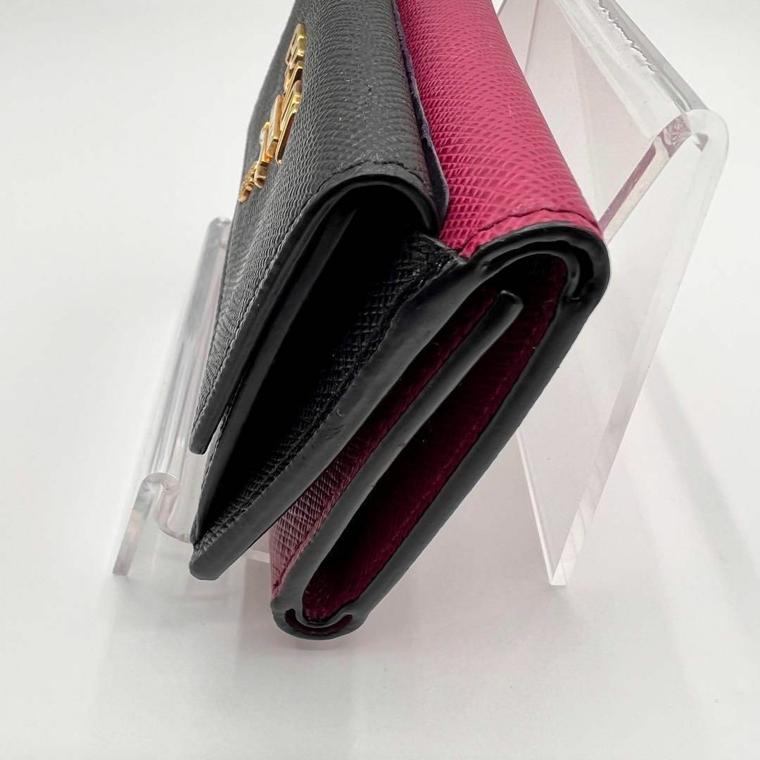 西日本産 極美品 PRADA プラダ 三つ折り財布 サフィアーノ バイカラー