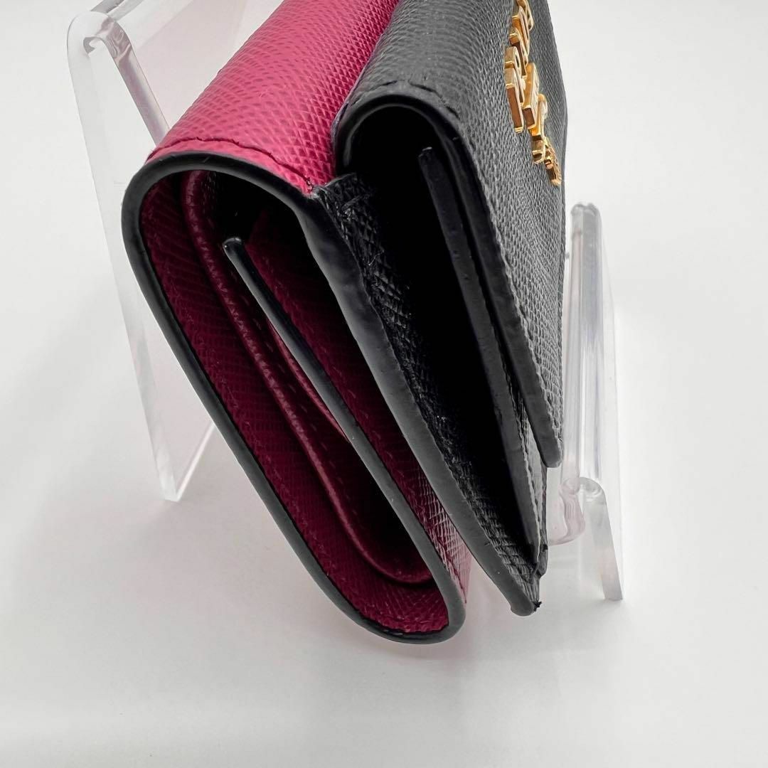 西日本産 極美品 PRADA プラダ 三つ折り財布 サフィアーノ バイカラー