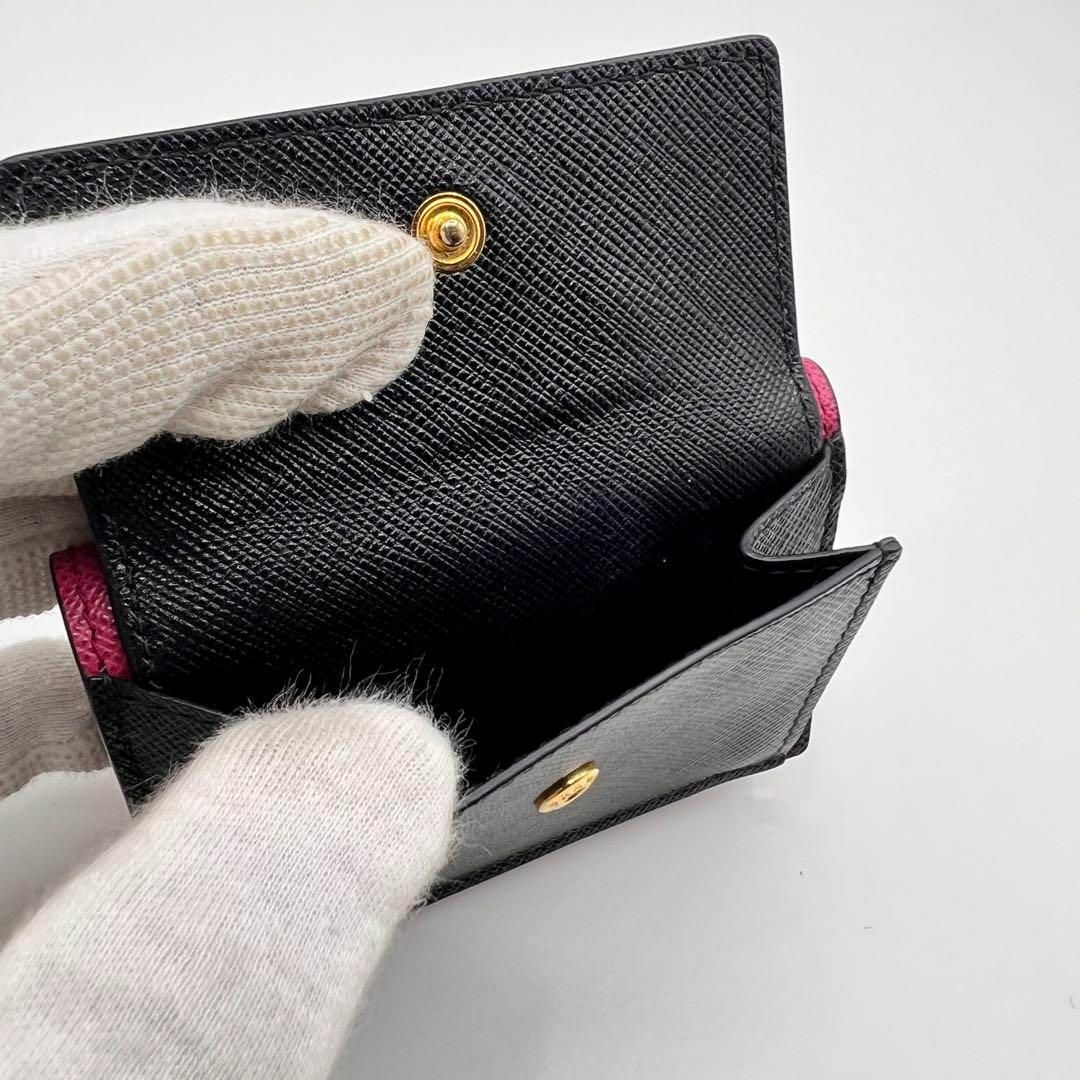 西日本産 極美品 PRADA プラダ 三つ折り財布 サフィアーノ バイカラー