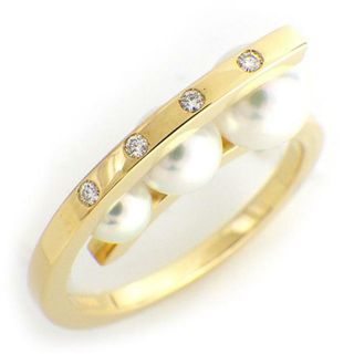 タサキ(TASAKI)のタサキ 田崎真珠 TASAKI リング ア ファイン バランス あこや真珠 パール 4.0-6.0mm珠 4ポイント ダイヤモンド 計0.03ct K18YG 11号 【中古】(リング(指輪))