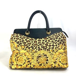 ヴェルサーチ(VERSACE)のヴェルサーチ VERSACE レオパード ヒョウ柄 豹 ヴィンテージ 肩掛け トートバッグ ショルダーバッグ PVC/レザー イエロー(ショルダーバッグ)